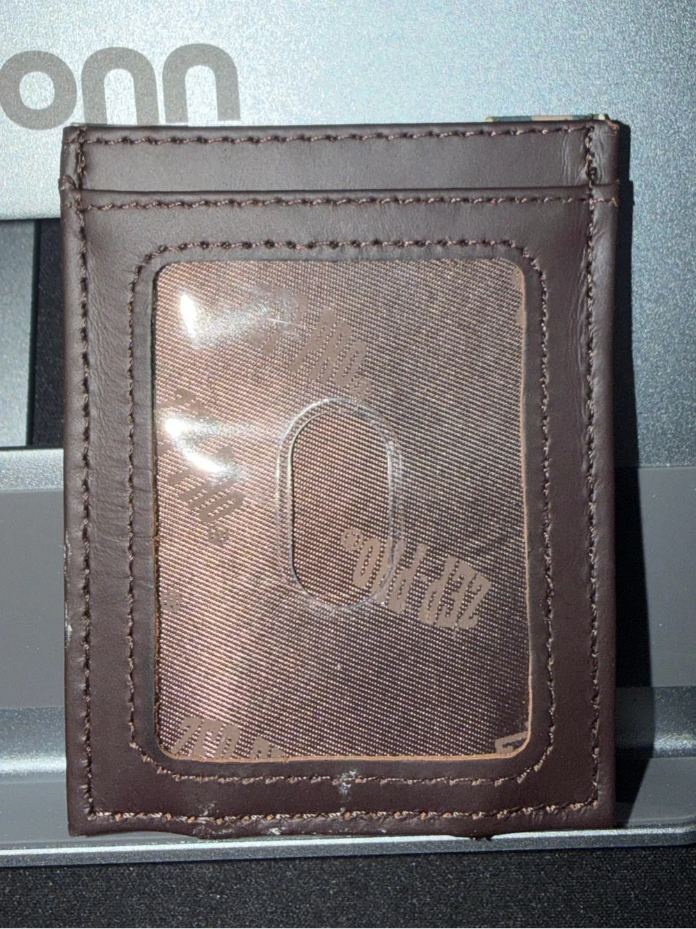 Camouflage Leather Wallet/Card Holder with Brown Money Clip